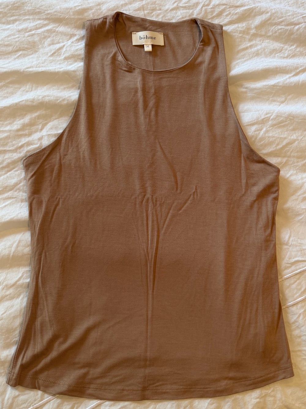 bohme Light Brown/Tan Sleeveless Crewneck Tank Top